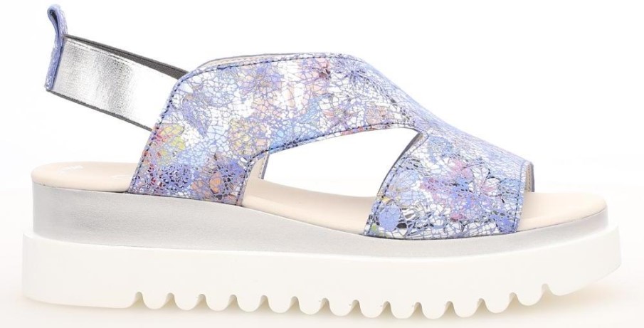 Gabor 23612.36 - Blå Metallic Blommor Läder