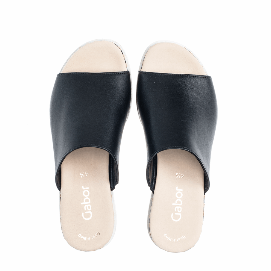 Svart/naturlig Gabor Plattform Slipon Sandal