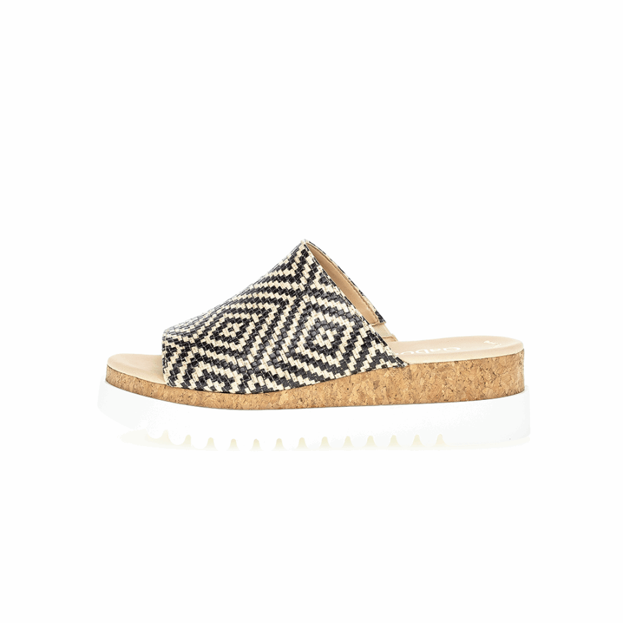 Svart Plattform Slipon Sandal Gabor