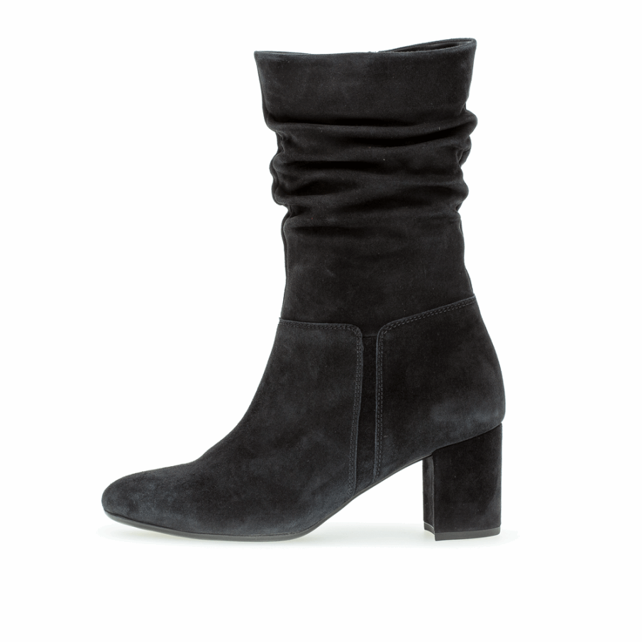 Block Häl Slouch Midboot Marinblå Gabor