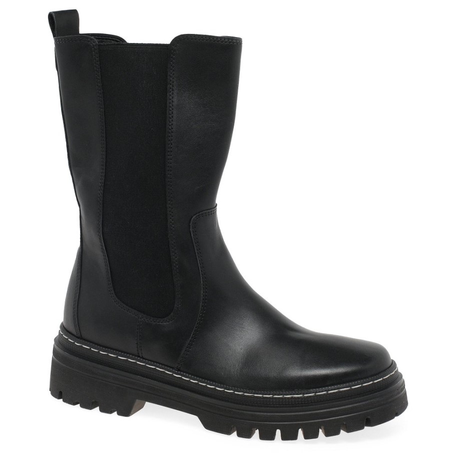 Svart/vit Söm Gabor Gaby Kalvlånga Damstövlar