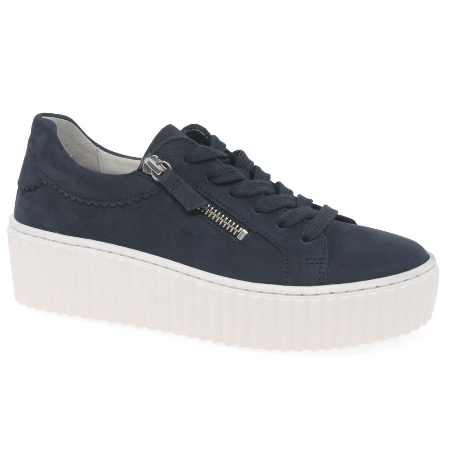 Blå Nubuck Gabor Dolly Sneakers För Damer