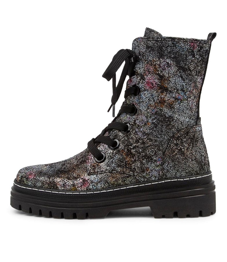 Gabor Hund Schwarz Multi Läder Kalvstövlar