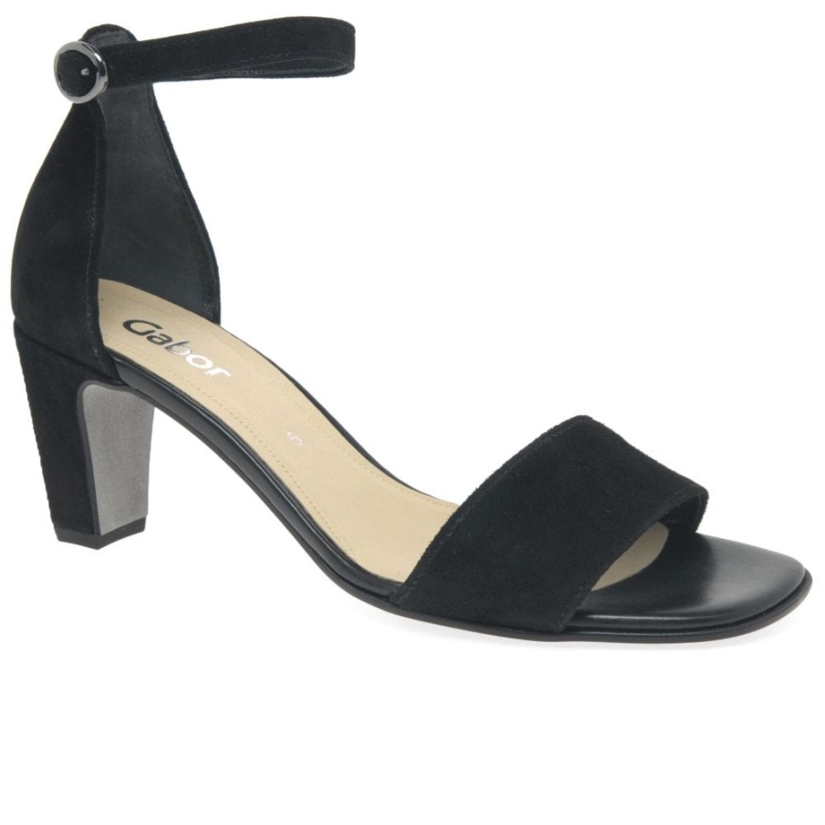 Unicorn Högklackade Damsandaler Svart Mocka Gabor